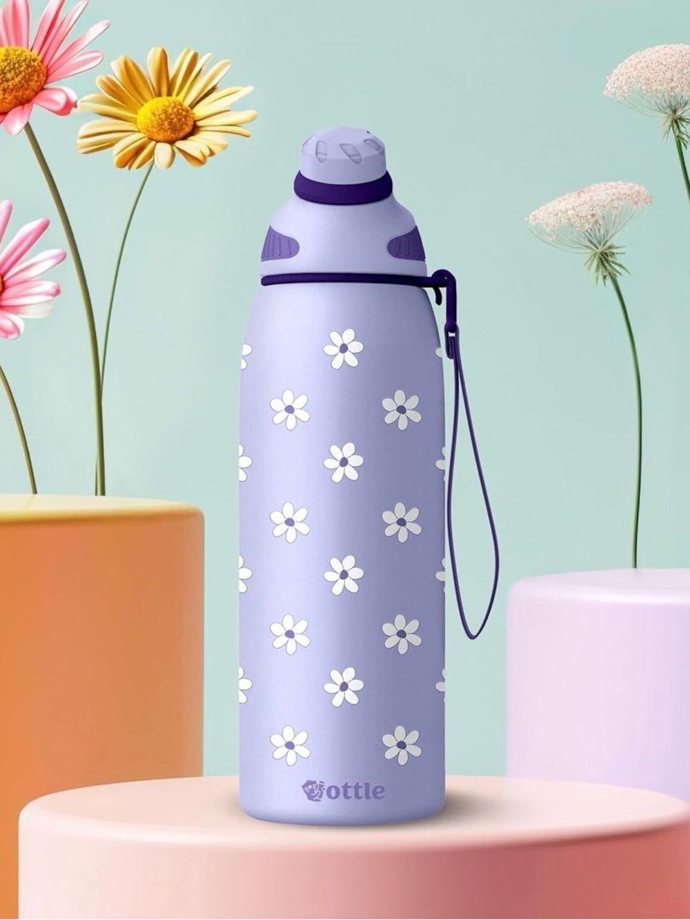Lavender Floral Insulated Water B - Daisy Print